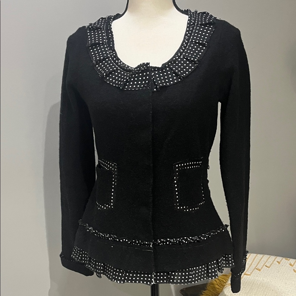 Sparrow  By Anthropologie Black Blazer with Polka Dot Accents